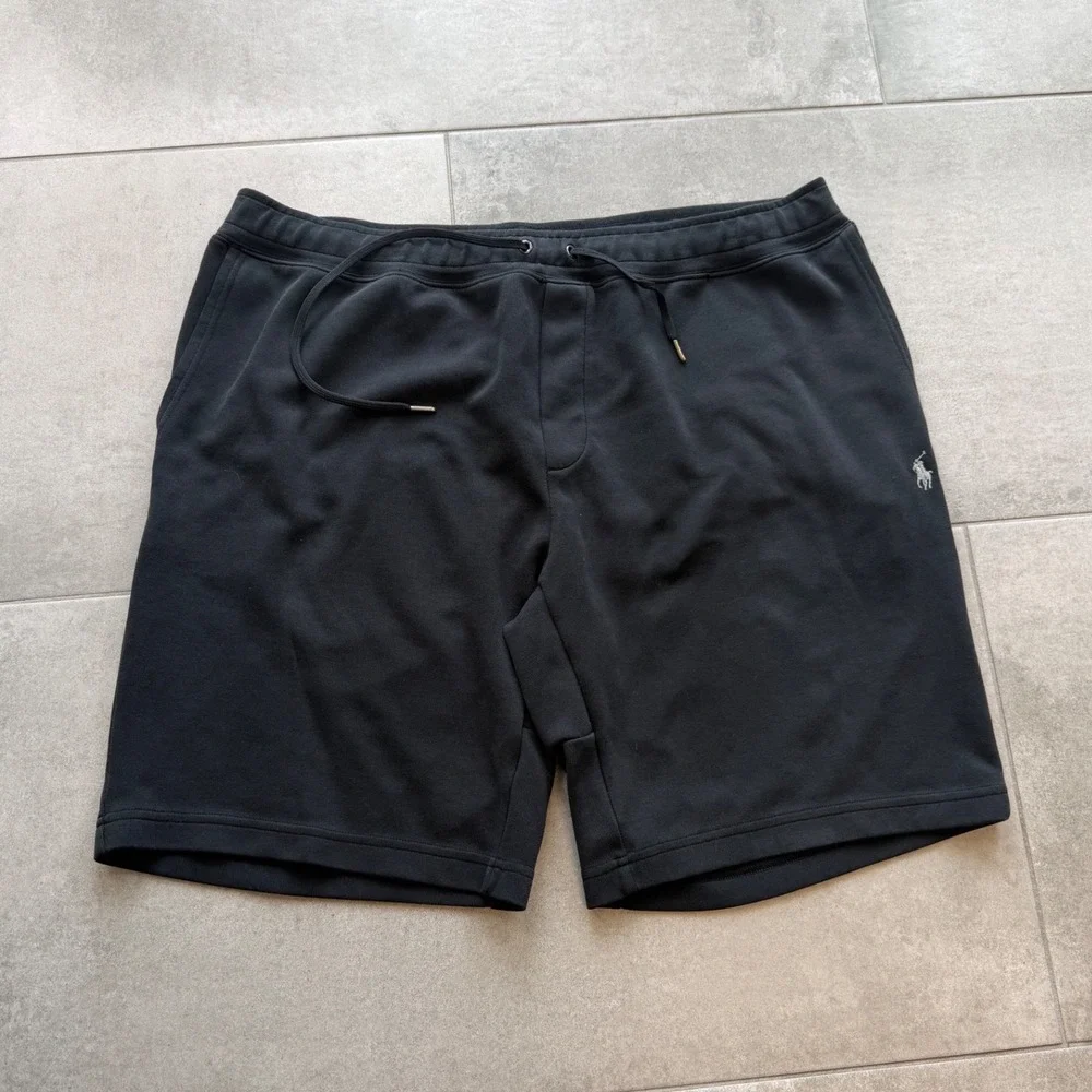 Polo Ralph Lauren Mens XXL Black Sweat Shorts Drawstring Pony Logo Relaxed